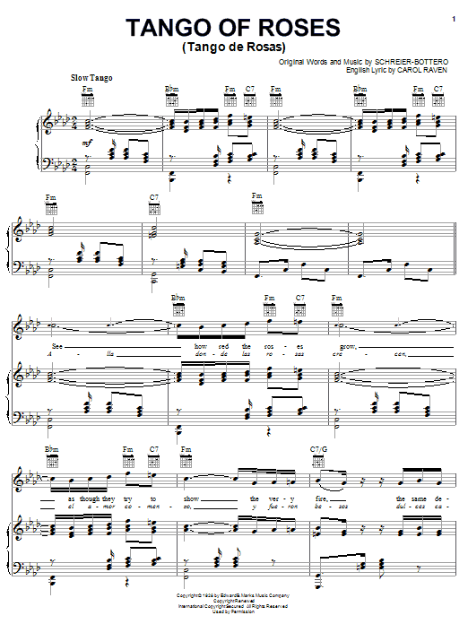 Produktgalerie: Seite 1 von 1 Tango Of The Roses (Tango Delle Rose), Schreier-Bottero, Gesang, Gitarre, Klavier