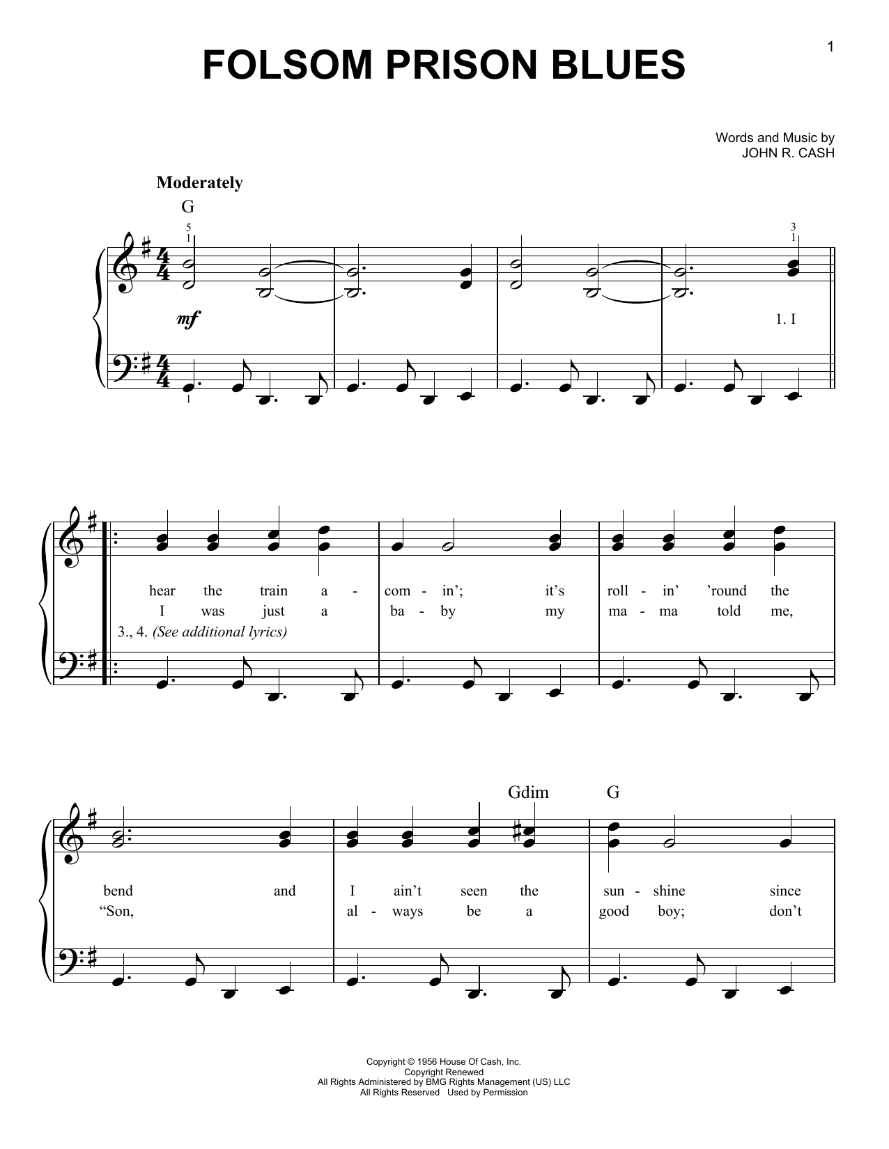 Produktgalerie: Seite 1 von 1 Folsom Prison Blues, Johnny Cash, Klavier