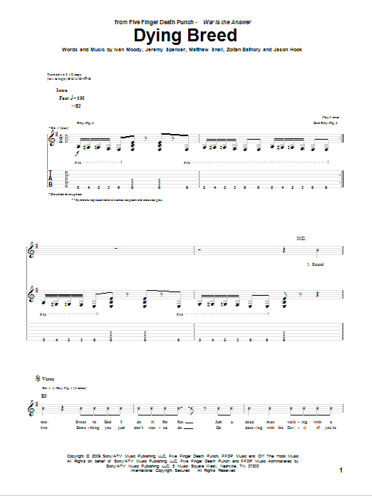 Produktgalerie: Seite 1 von 1 Dying Breed, Five Finger Death Punch, Gitarre