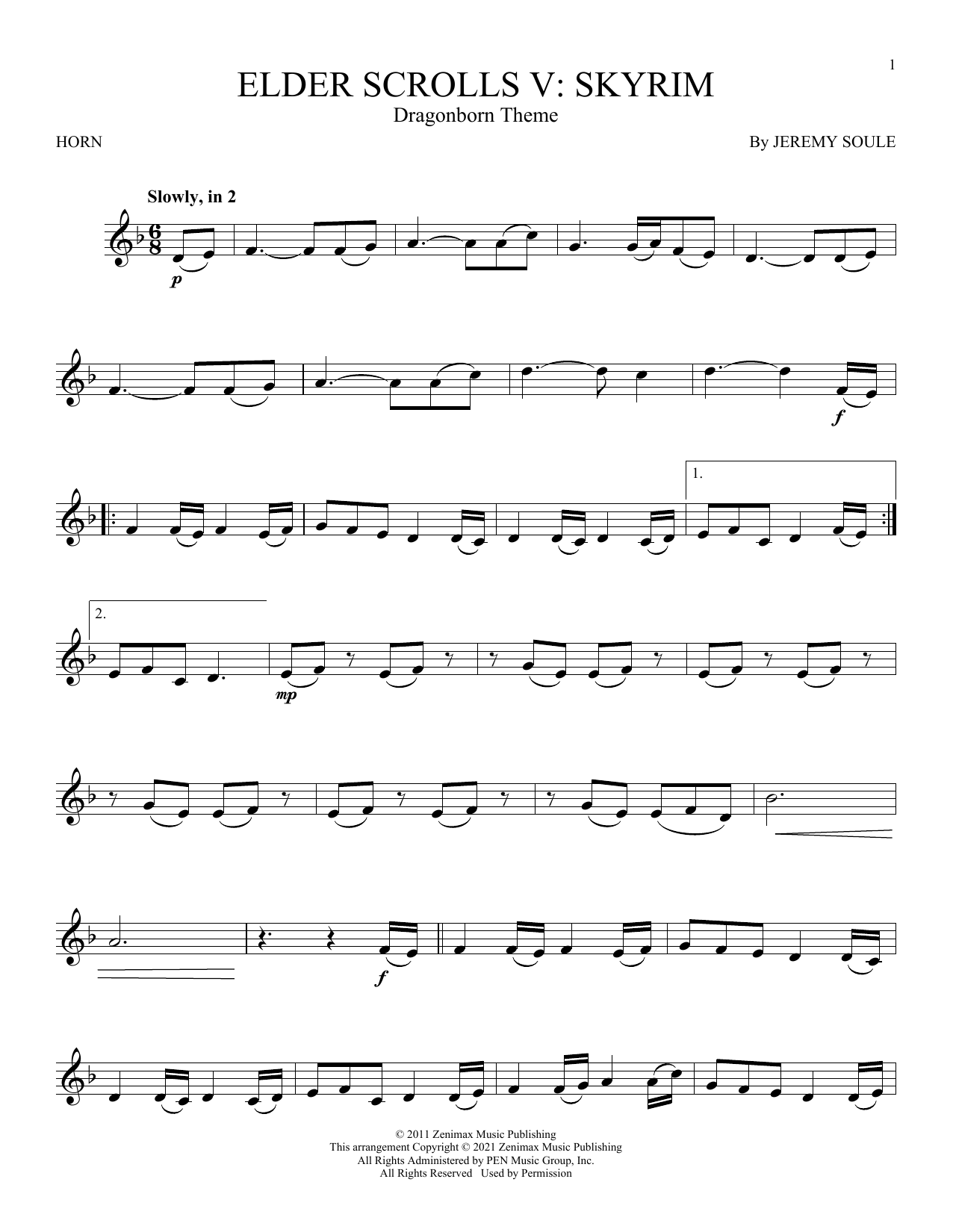 Produktgalerie: Seite 1 von 1 Dragonborn (Skyrim Theme), Jeremy Soule, Horn