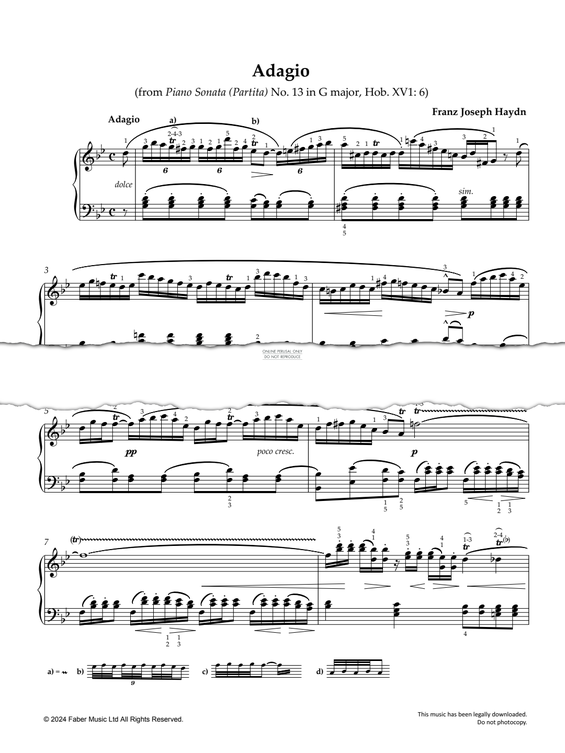 Product picture to: Adagio (Piano Sonata (Partita) No. 13 in G major)
