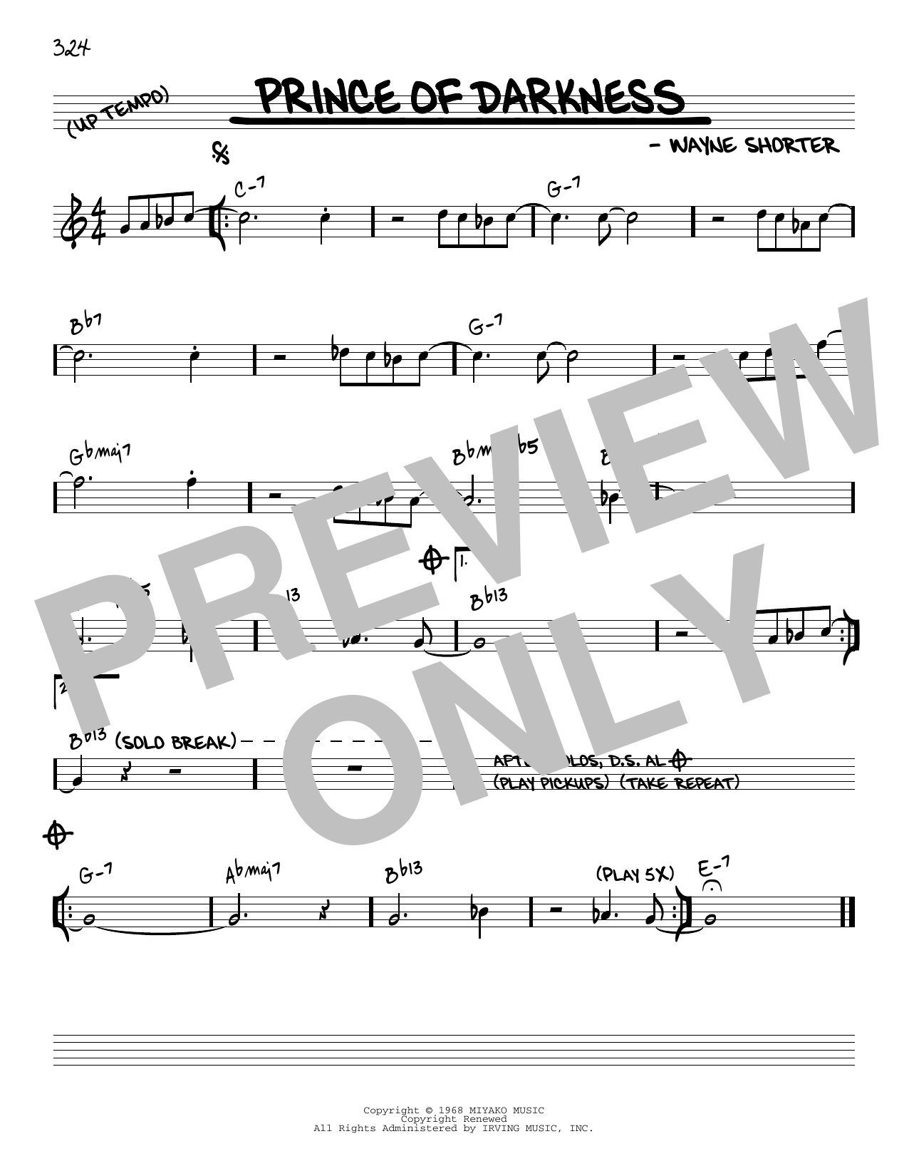 Produktbild zu:  Prince Of Darkness [Reharmonized version] (arr. Jack Grassel) - Wayne Shorter