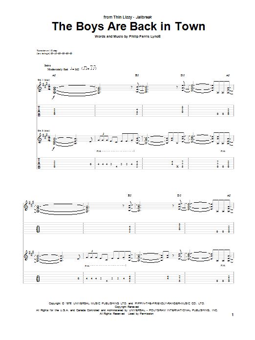 Produktgalerie: Seite 1 von 1 The Boys Are Back In Town, Thin Lizzy, Gitarre