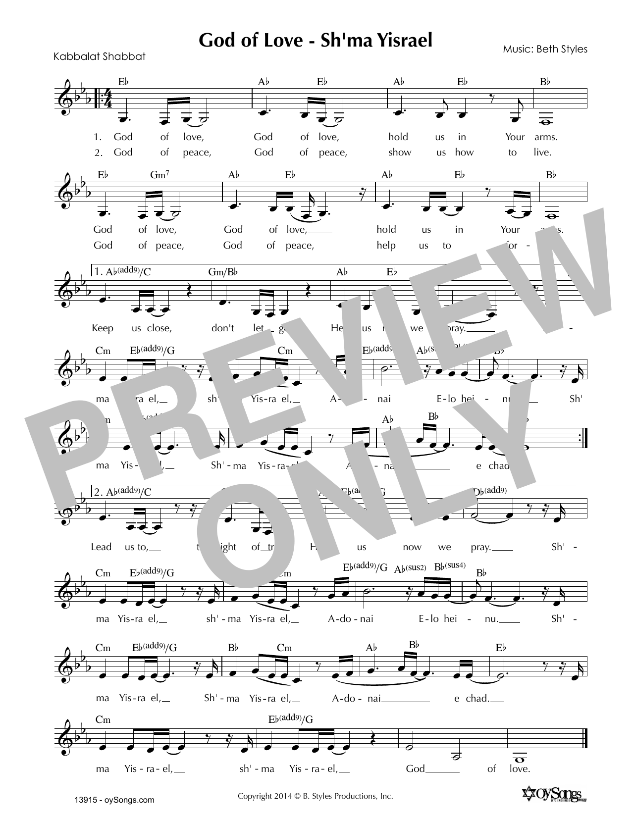 Product gallery: Page 1 of 1 God of Love - Sh'ma Yisrael, Beth Styles
