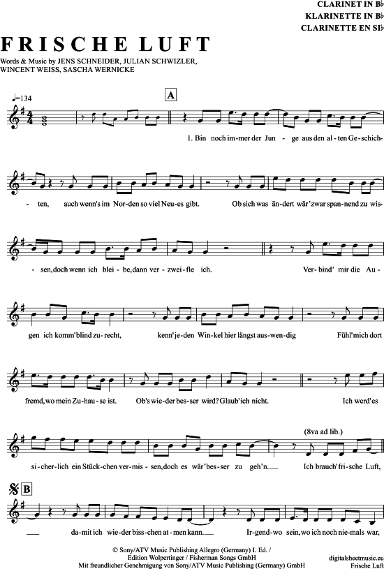 Product gallery: Page 1 of 4 Frische Luft , Weiss, Wincent, Clarinet in B-flat