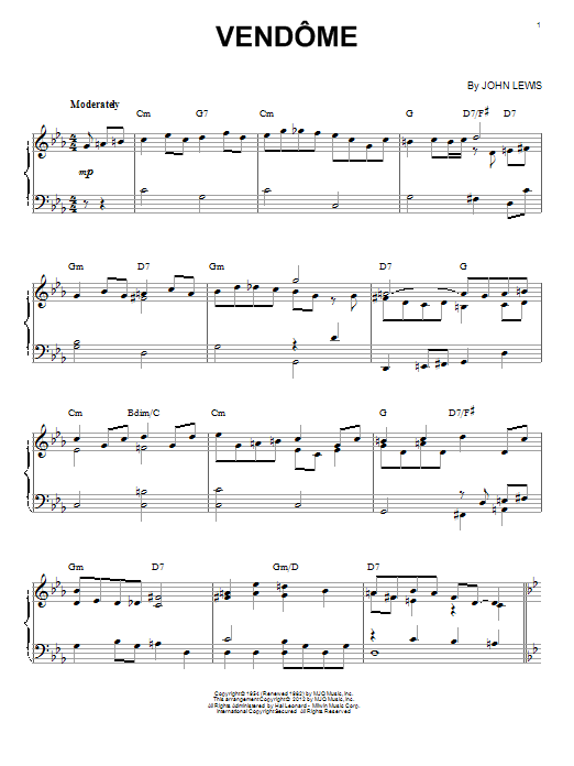 Product gallery: Page 1 of 1 Vendome (arr. Brent Edstrom), Modern Jazz Quartet