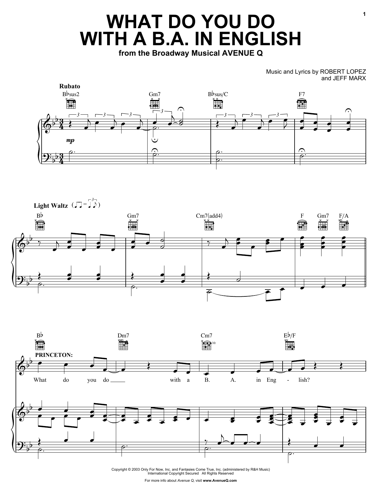 Produktbild zu: What Do You Do With A B.A. In English (from Avenue Q)