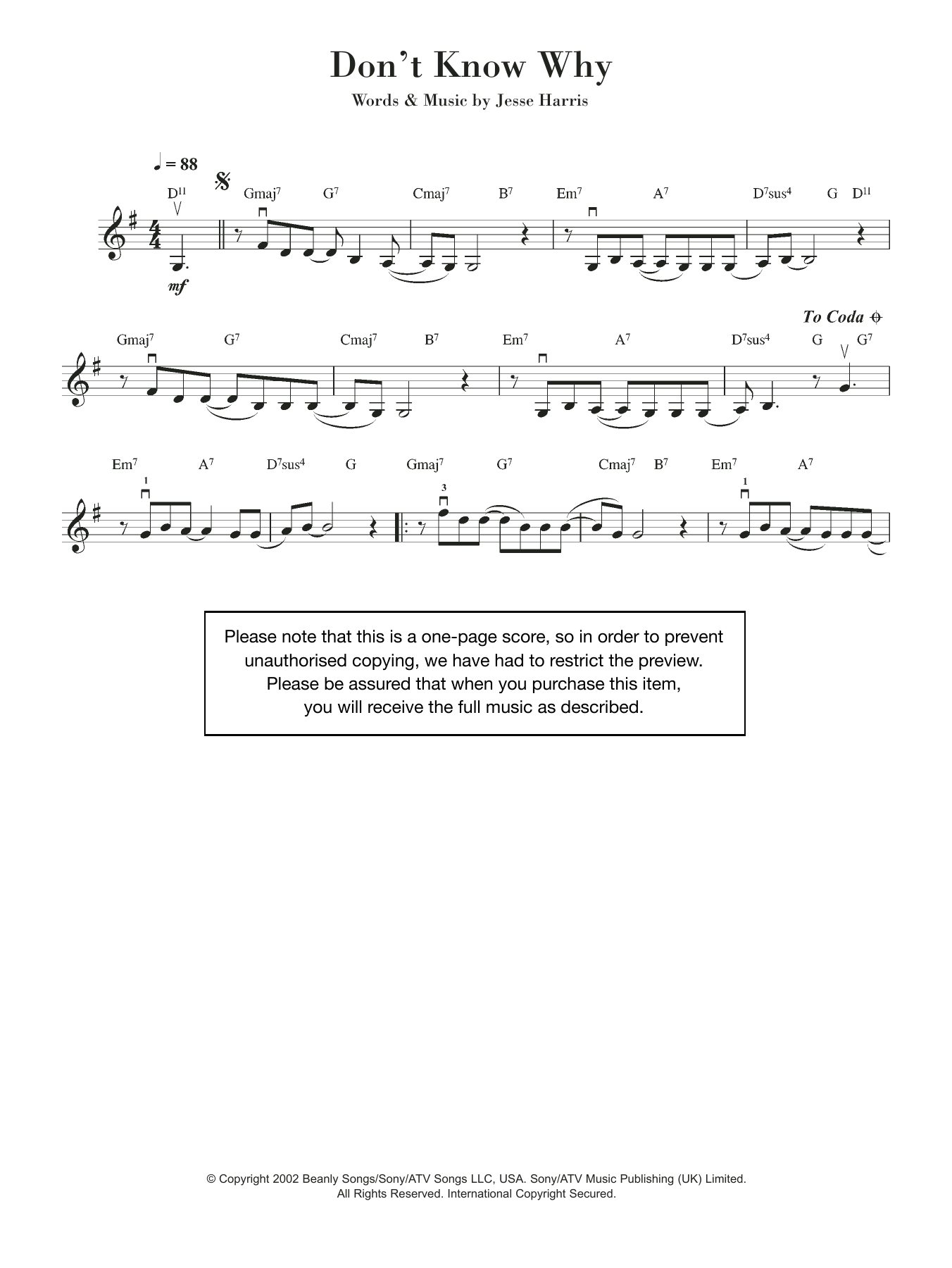Product gallery: Page 1 of 1 Don't Know Why, Norah Jones