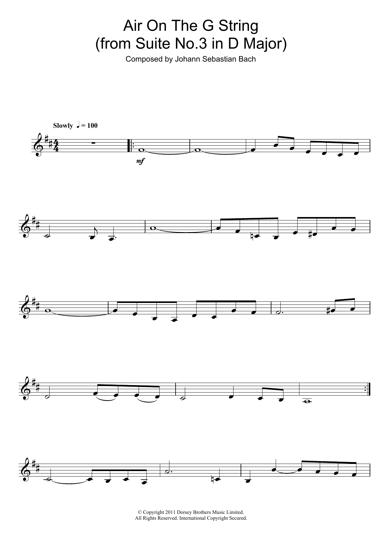 Produktgalerie: Seite 1 von 1 Air On The G String (from Suite No.3 in D Major), Johann Sebastian Bach, Klarinette