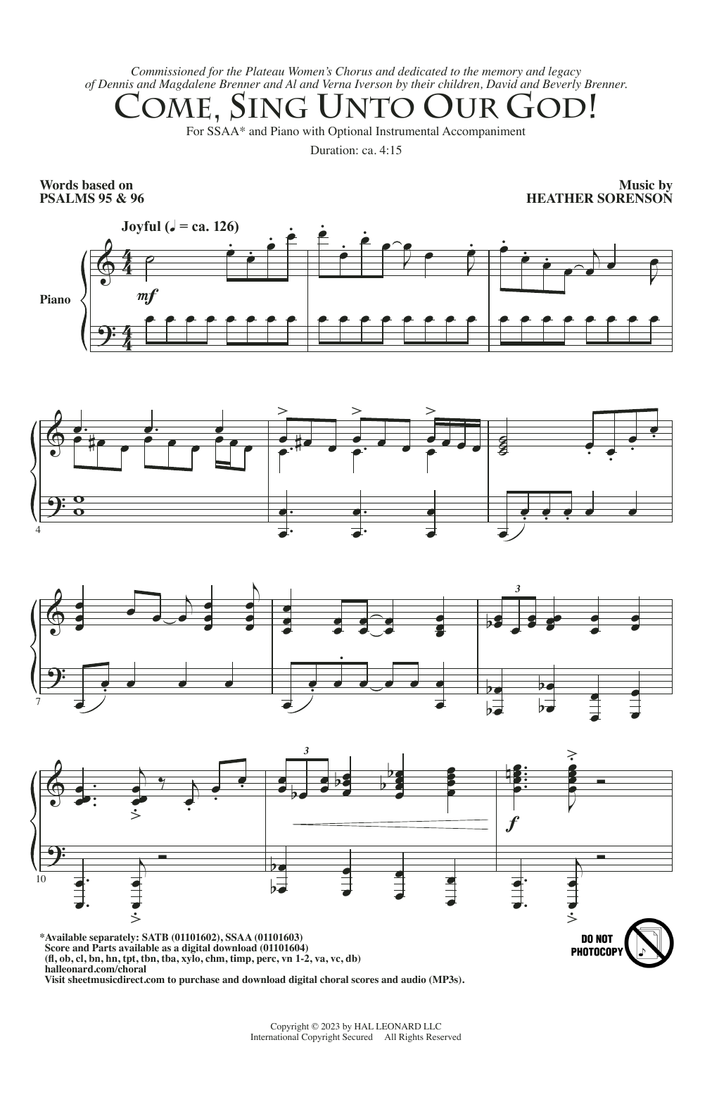Product gallery: Page 1 of 1 Come, Sing Unto Our God!, Heather Sorenson