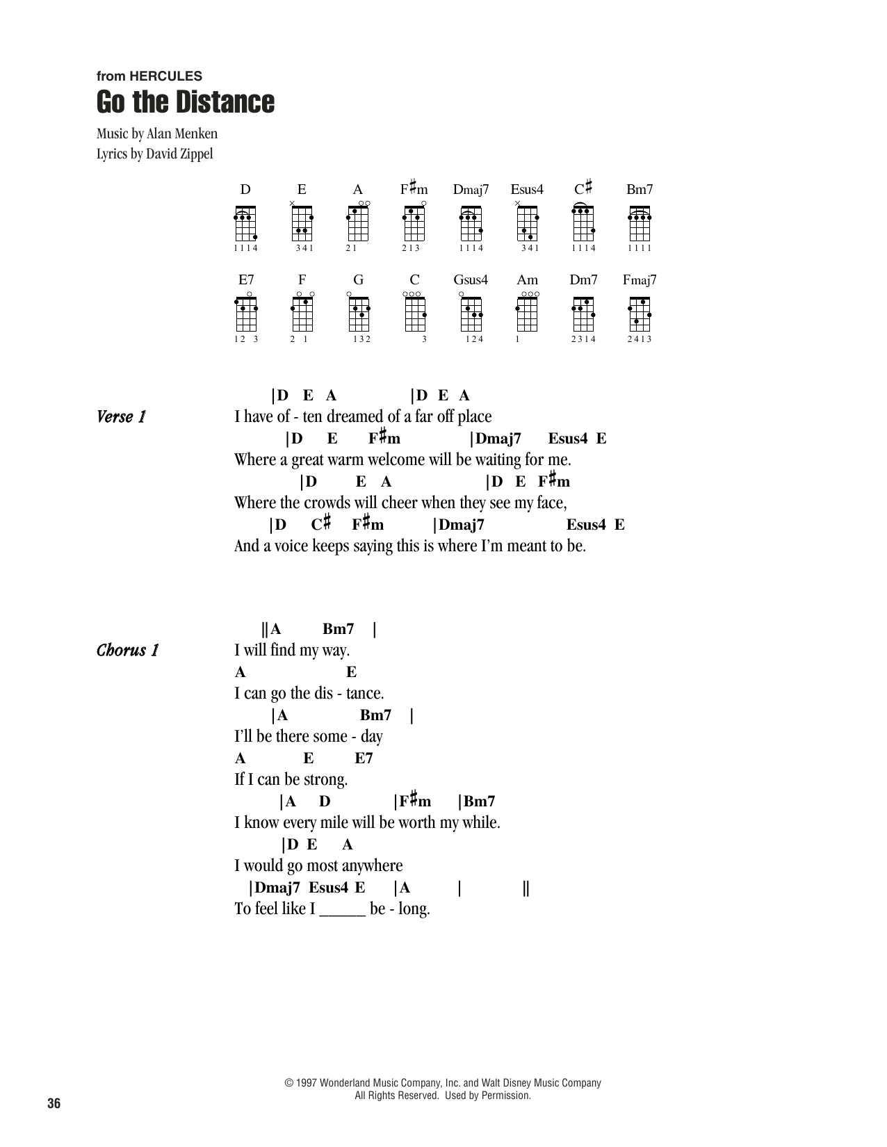 Product gallery: Page 1 of 1 Go The Distance (from Hercules), Alan Menken