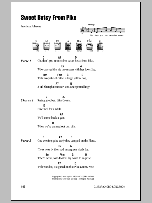 Produktgalerie: Seite 1 von 1 Sweet Betsy From Pike, American Folksong, Gitarre