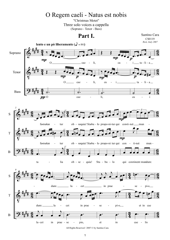 Produktbild zu: O Regem caeli - Natus est nobis WeihnachtsmotetteSantino Cara