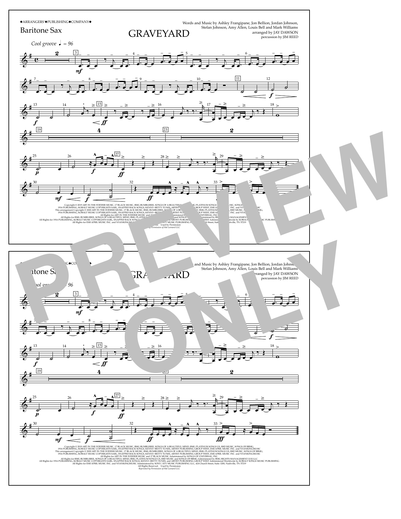 Produktbild zu: Graveyard (arr. Jay Dawson) - Bari Sax