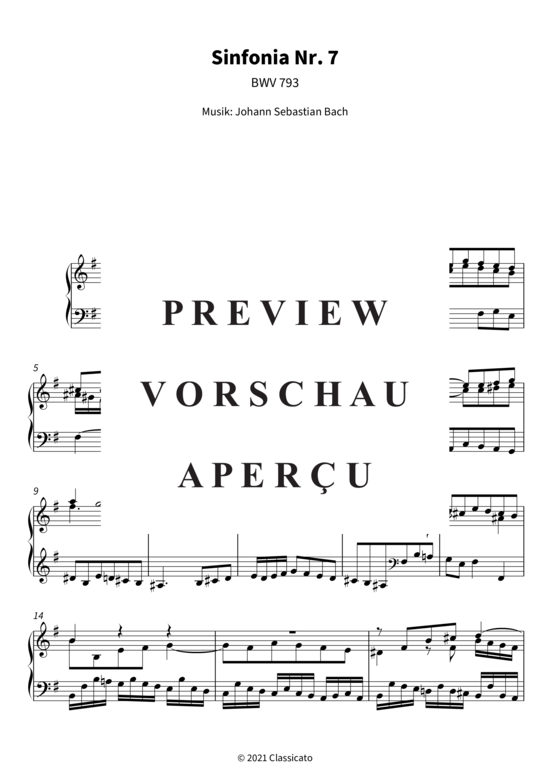 Produktgalerie: Seite 4 von 6 Sinfonia Nr. 7 - BWV 793 , , Klavier Solo