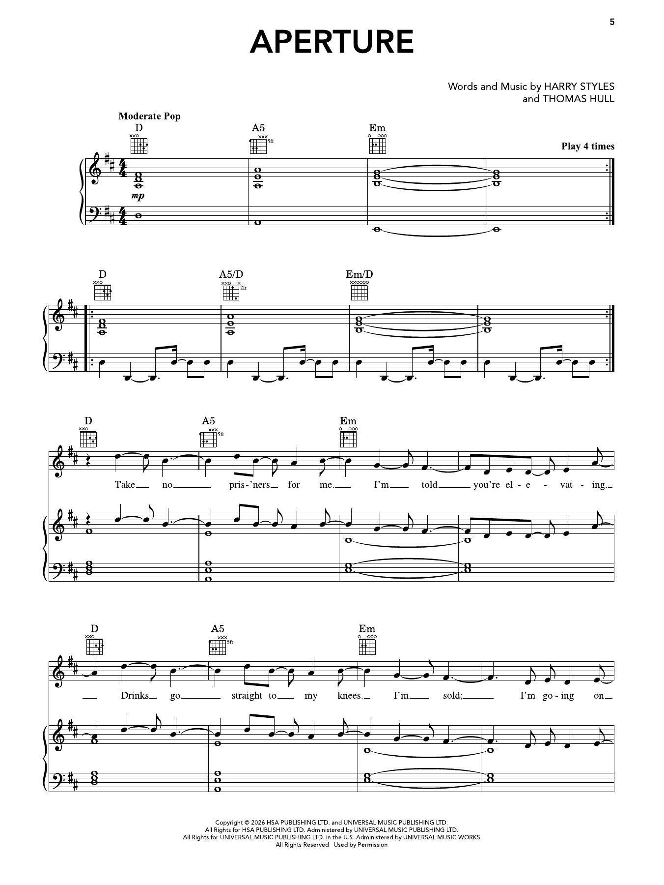 Produktgalerie: Seite 1 von 1 Aperture, Harry Styles, Gesang, Gitarre, Klavier