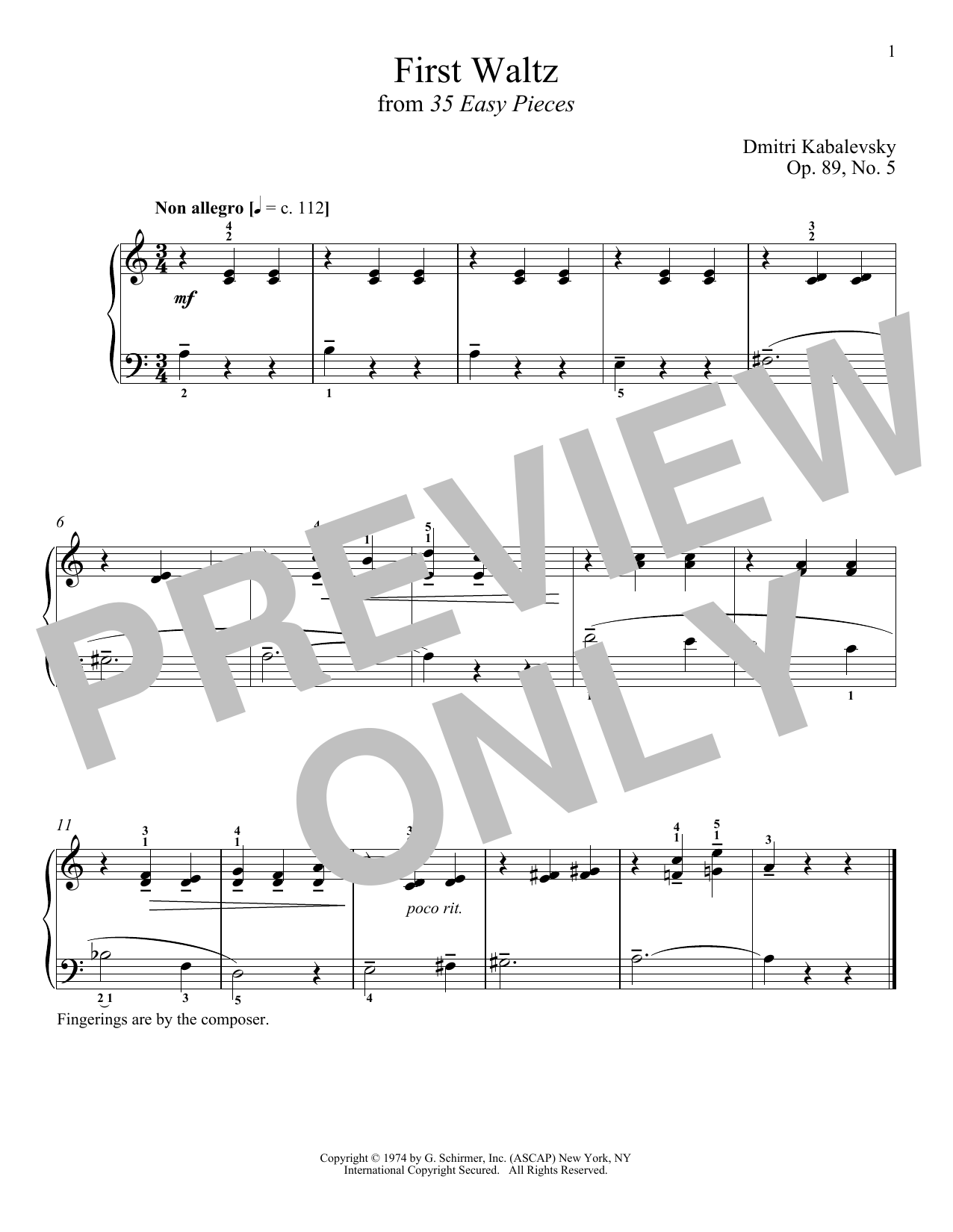 Product gallery: Page 1 of 1 First Waltz, Dmitri Kabalevsky