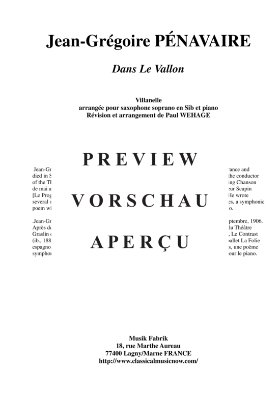 Product gallery: Page 2 of 19 Dans Le Vallon , , (soprano saxophone + piano)
