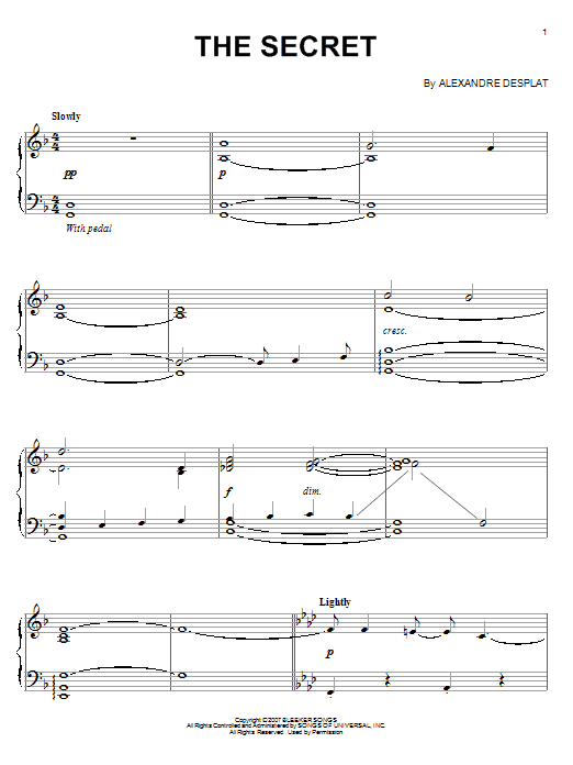 Product gallery: Page 1 of 1 The Secret, Alexandre Desplat