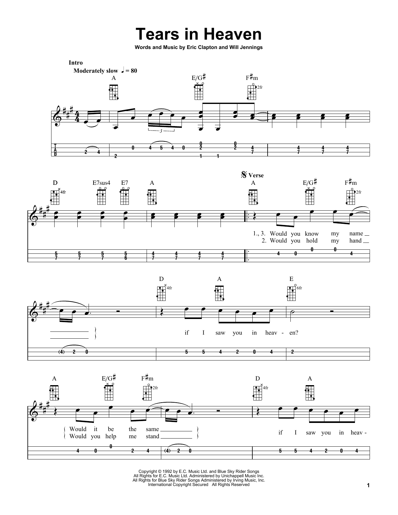 Produktgalerie: Seite 1 von 1 Tears In Heaven (from Rush) (arr. Bobby Westfall), Eric Clapton