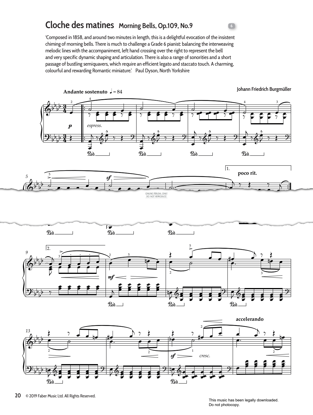 Product gallery: Page 1 of 1 Cloche des matines (Morning Bells Op.109, No.9), Johann Friedrich Burgmüller