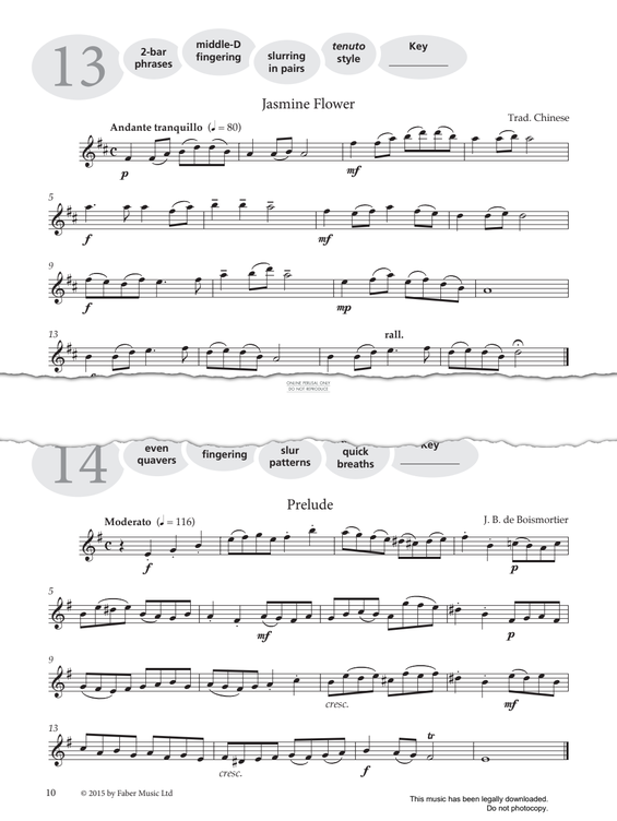 Product gallery: Page 1 of 1 Study No.13 Jasmine Flower (from 'More Graded Studies For Flute Book One'), Chinese Traditional