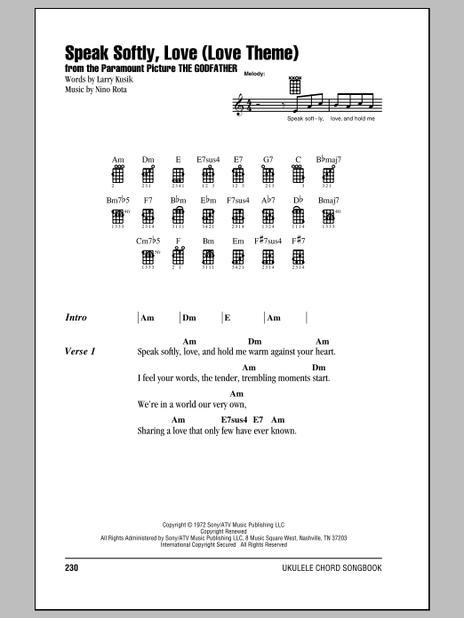 Product gallery: Page 1 of 1 Speak Softly, Love (Love Theme), Andy Williams