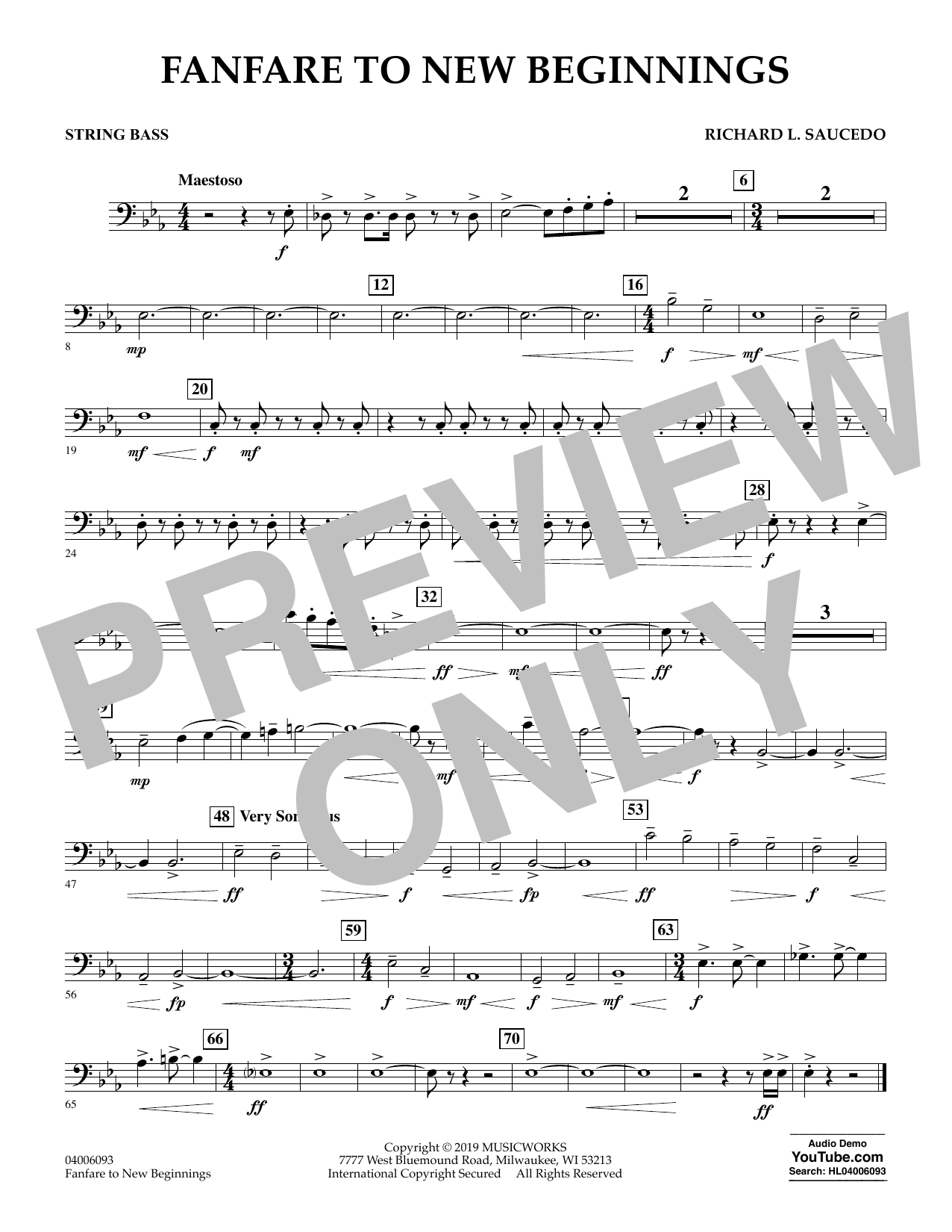 Product picture to: Fanfare for New Beginnings - String Bass