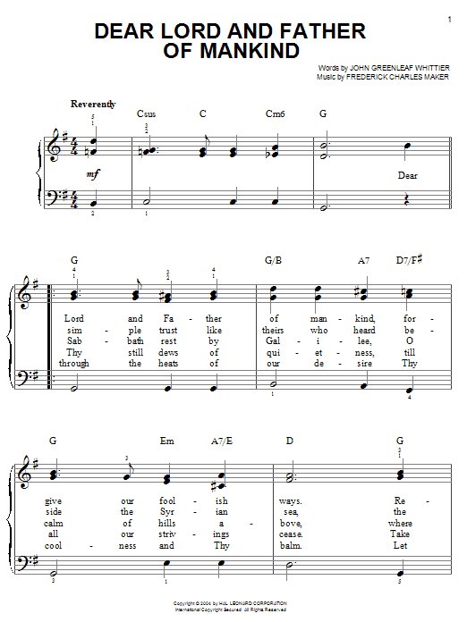 Produktbild zu: Dear Lord And Father Of Mankind