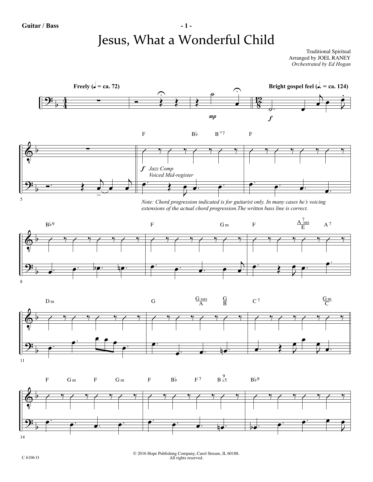 Product picture to: Jesus, What a Wonderful Child - Acoustic Guitar/Electric Bass