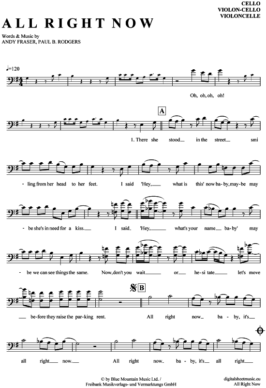 Produktgalerie: Seite 1 von 4 All right now , Free, (Violon-Cello)