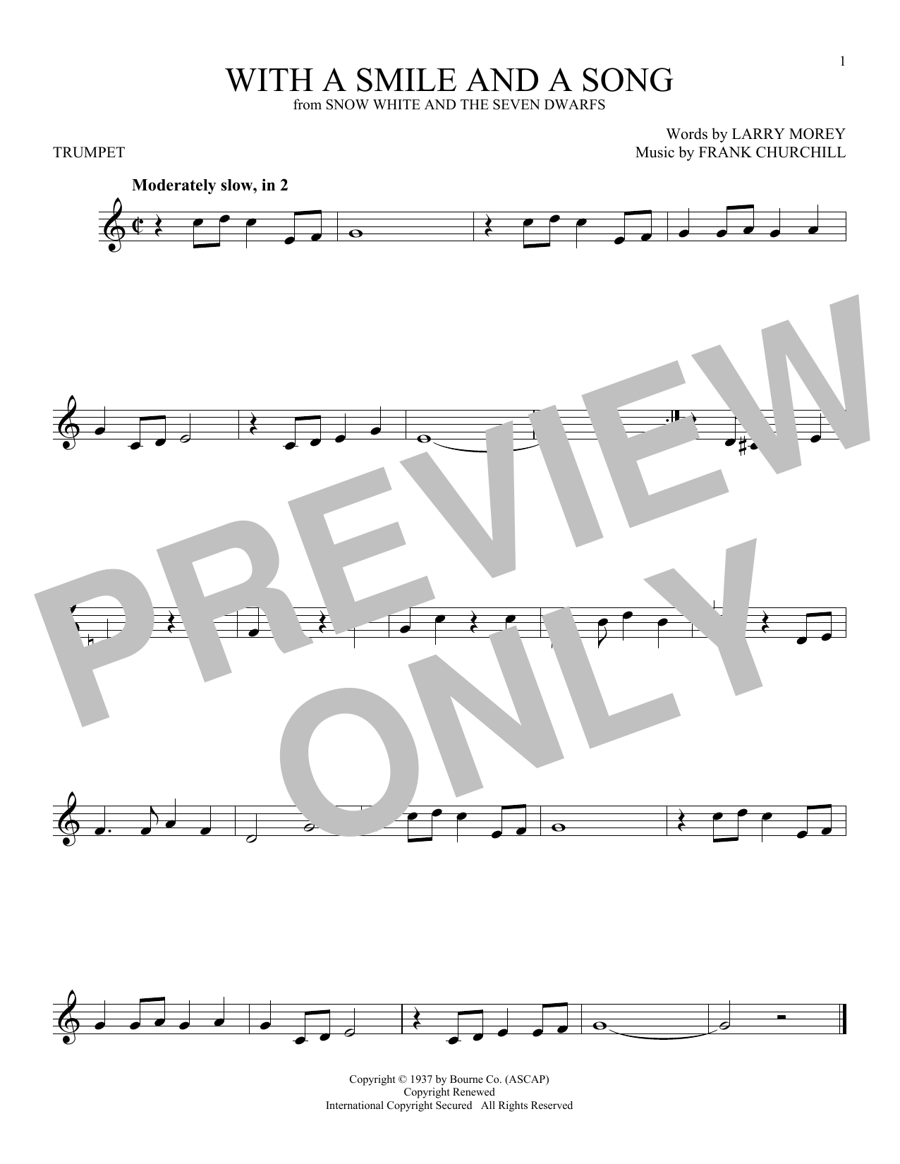 Produktgalerie: Seite 1 von 1 With A Smile And A Song (from Snow White And The Seven Dwarfs), Larry Morey & Frank Churchill, Trompete