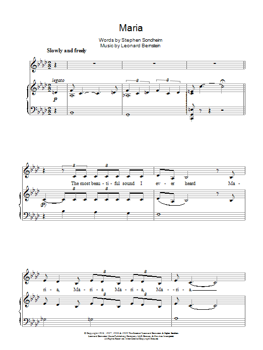 Produktgalerie: Seite 1 von 1 Maria (from West Side Story), Leonard Bernstein, Gesang, Klavier
