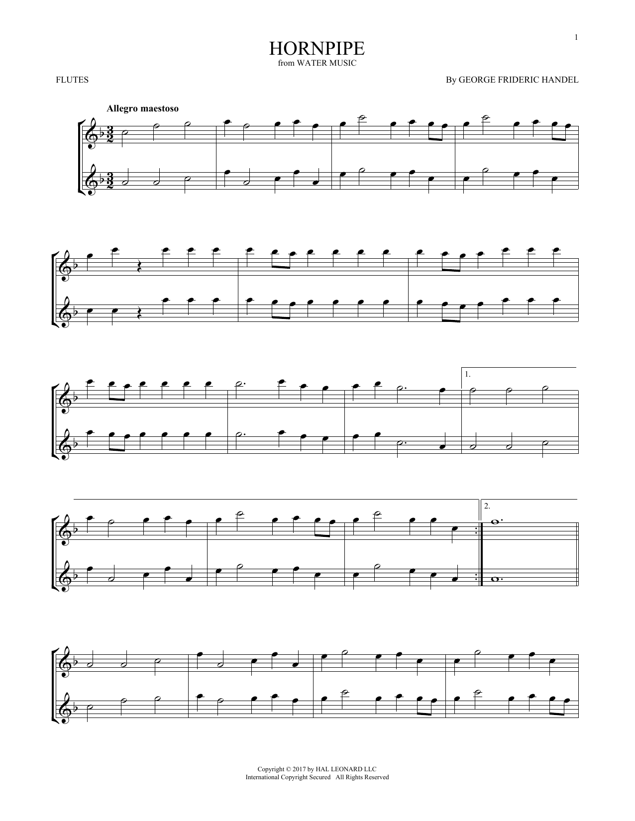 Product gallery: Page 1 of 1 Hornpipe, George Frideric Handel