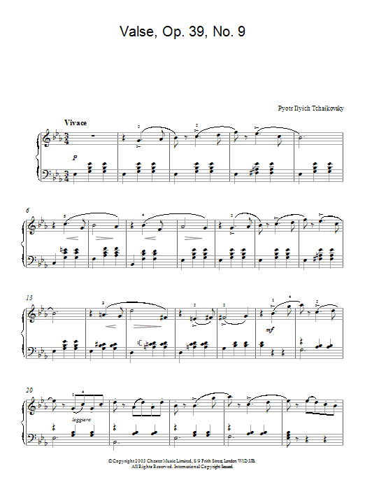 Product gallery: Page 1 of 1 Valse, Op. 39, No. 9, Pyotr Il'yich Tchaikovsky