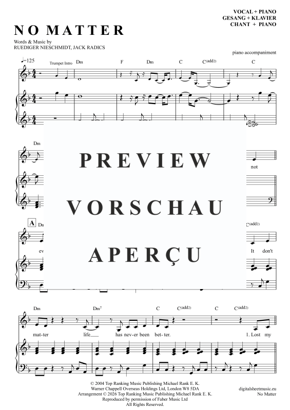 Produktgalerie: Seite 2 von 7 No Matter, Radics, Jack, Gesang mit Klavierbegleitung