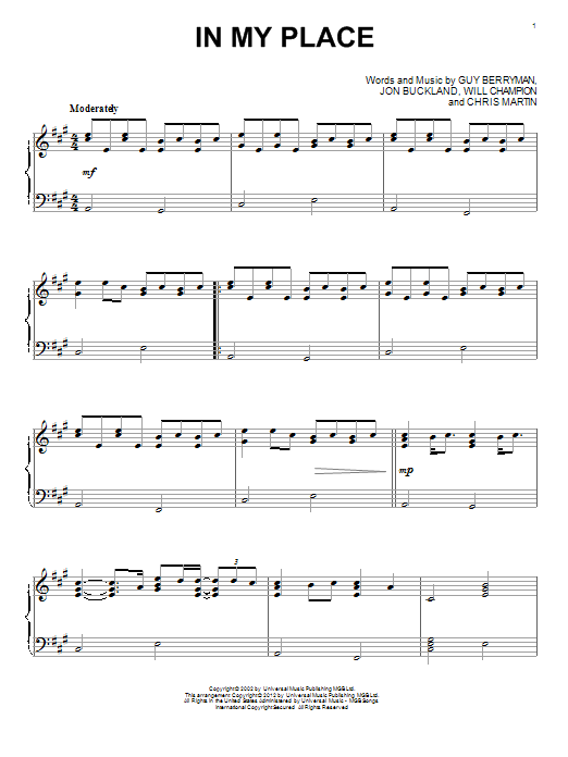 Product gallery: Page 1 of 1 In My Place, Coldplay