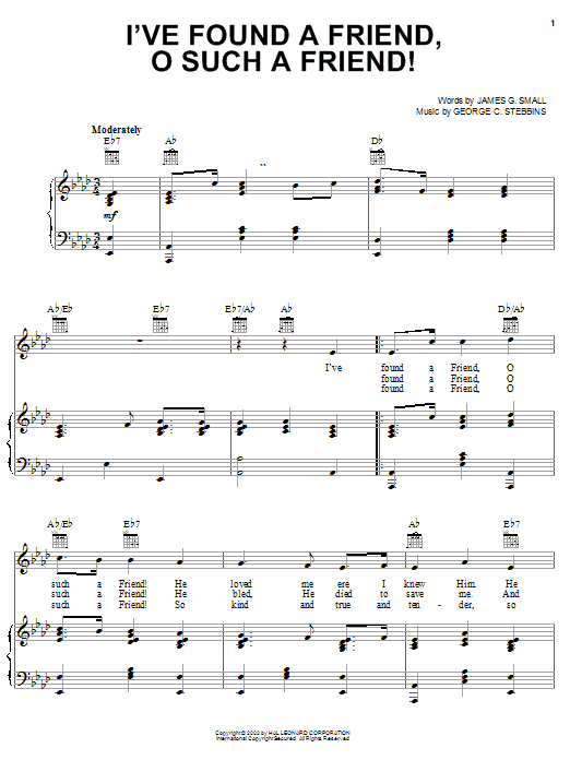 Produktgalerie: Seite 1 von 1 I've Found A Friend, O Such A Friend!, George C. Stebbins, Gesang, Gitarre, Klavier