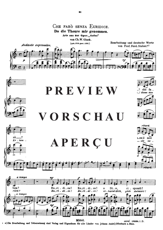gallery: Che faro senza Euridice , Sieber Ferdinand, (Gesang mittel + Klavier)