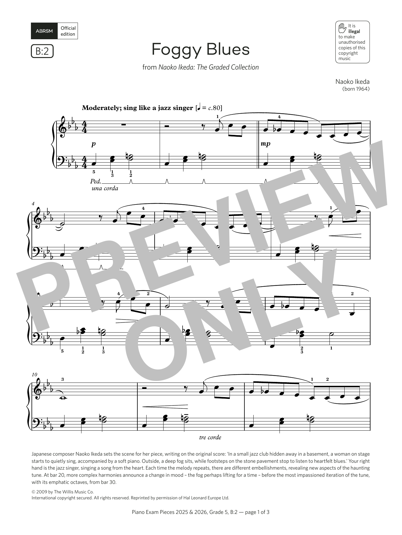 Produktbild zu:  Foggy Blues (Grade 5, list B2, from the ABRSM Piano Syllabus 2025 & 2026) - Naoko Ikeda