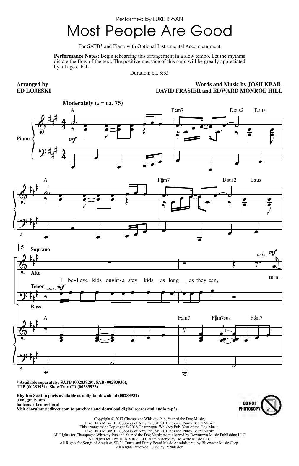 Produktbild zu: Most People Are Good (arr. Ed Lojeski)