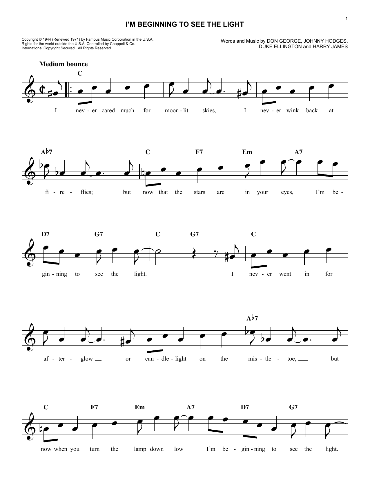 Product gallery: Page 1 of 1 I'm Beginning To See The Light, Duke Ellington