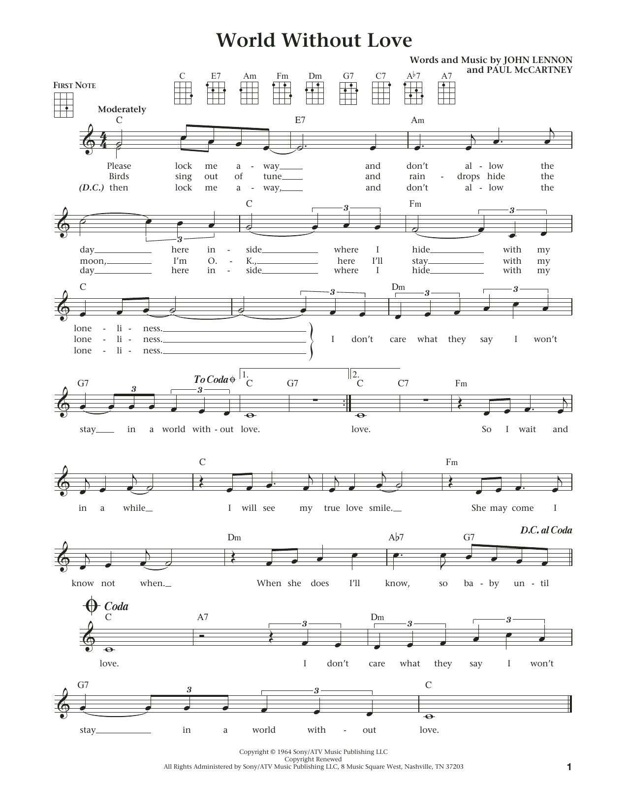 Product gallery: Page 1 of 1 World Without Love (from The Daily Ukulele) (arr. Liz and Jim Beloff), Peter and Gordon
