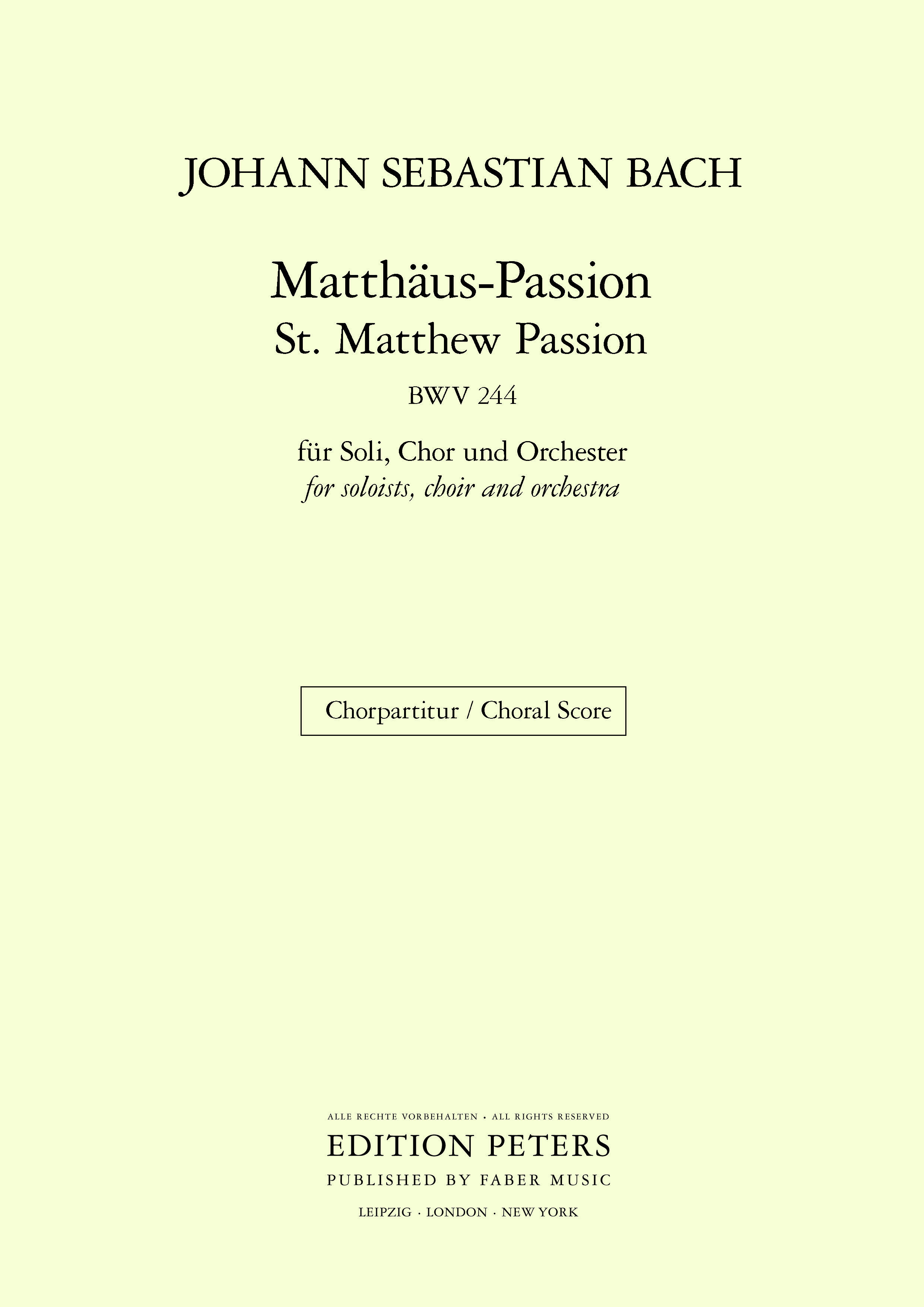 Produktbild zu: St. Matthew Passion BWV 244