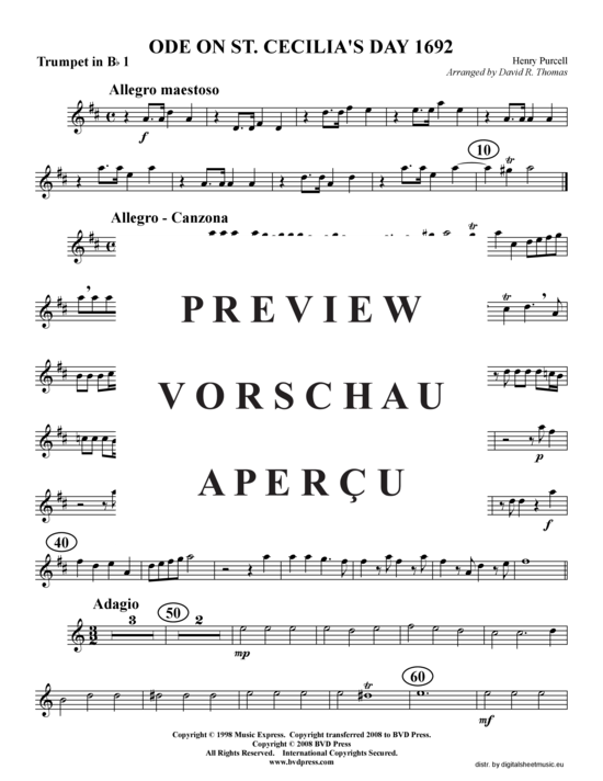 Produktgalerie: Seite 7 von 16 Ode on St. Cecilia's Day, HWV 76, , (2xTrompete in B, Horn in F, Posaune)