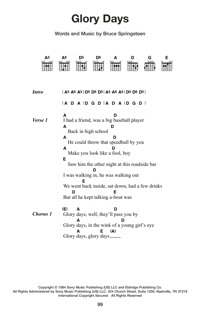Produktgalerie: Seite 1 von 1 Glory Days, Bruce Springsteen, Gitarre