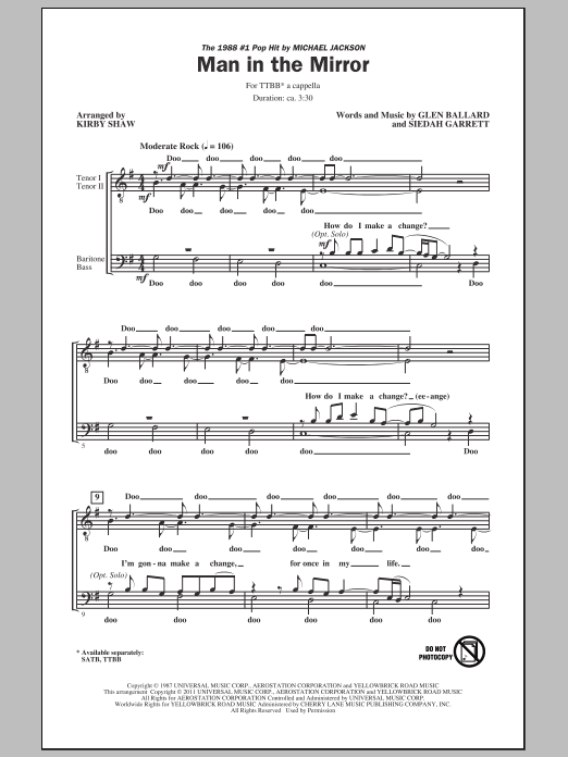 Produktgalerie: Seite 1 von 1 Man In The Mirror (arr. Kirby Shaw), Michael Jackson, Chor