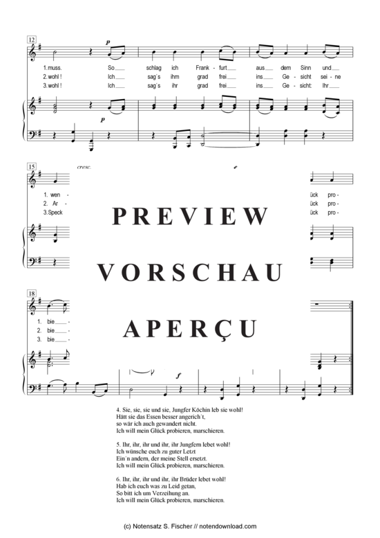 Produktgalerie: Seite 3 von 3 Abschiedslied eines Hanwerksburschen , , Klavier und Gesang