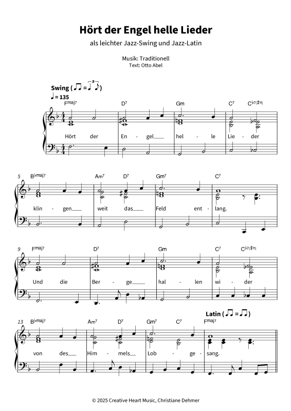 Produktgalerie: Seite 1 von 7 Hört der Engel helle Lieder - als leichter Jazz-Swing und Jazz-Latin, , Klavier Solo