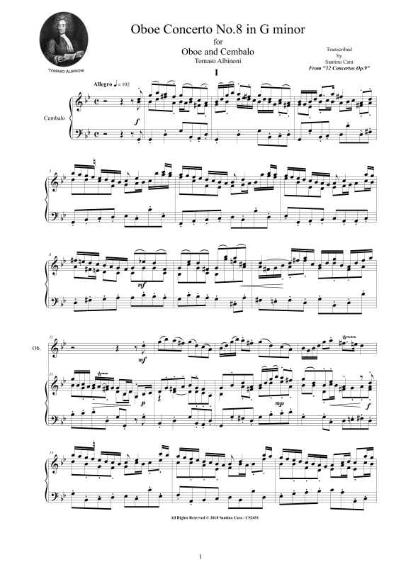 Product picture to: Oboe Concerto No.8 in G-Moll Op.9Tomaso Albinoni